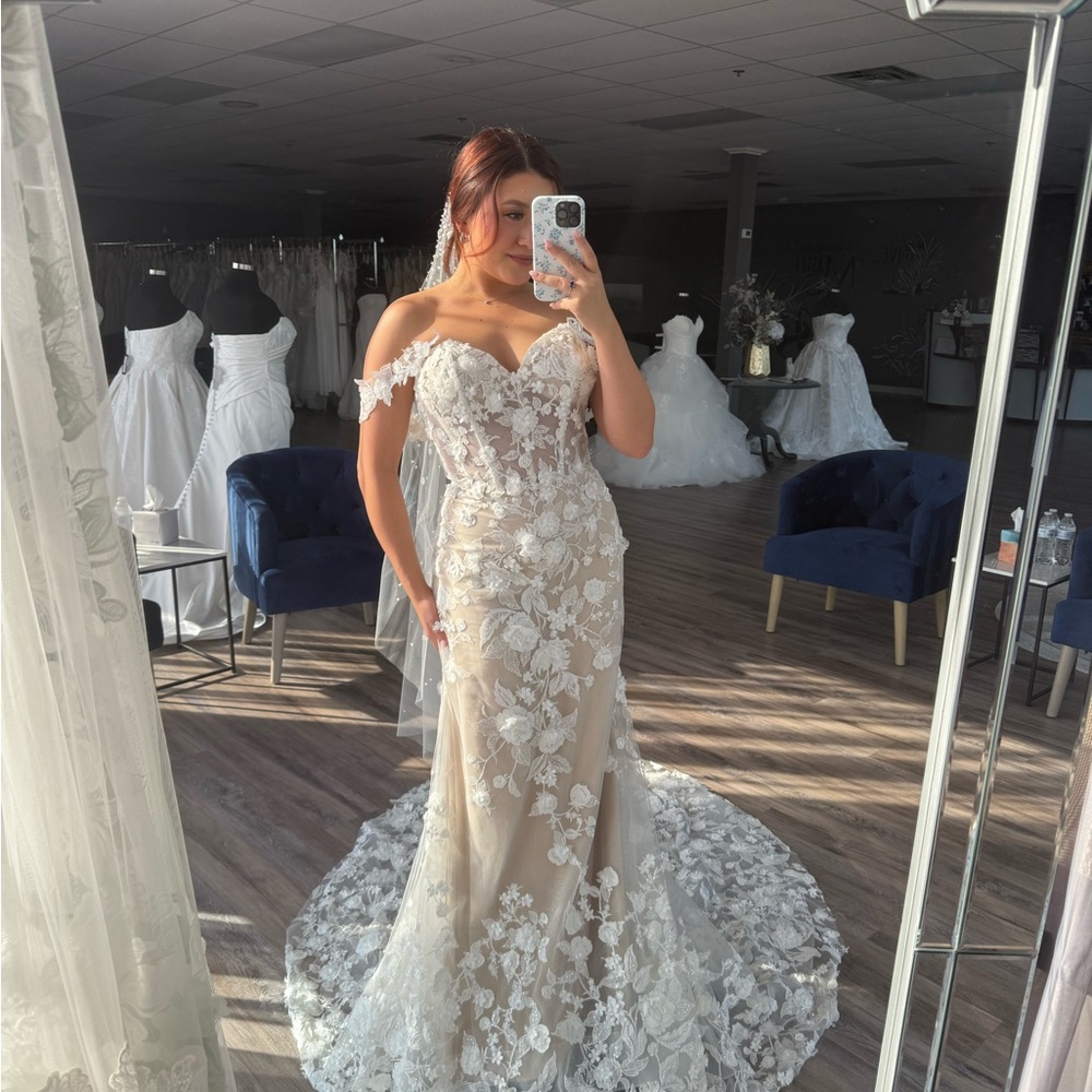 Jimme Huang Bridal "Sienna" Fitted Lace Floral Wedding Dress